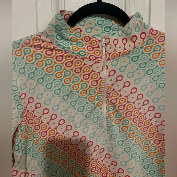 Ibkul Outdoor Long Sleeve Tennis Golf 1/2 Zip Pullover UPF 50 Geometric Medium - Picture 5 of 10